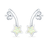 Shooting Star Stud Earrings Created Opal 925 Sterling Silver (13mm)