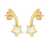 Shooting Star Stud Earrings Created Opal 925 Sterling Silver (13mm)