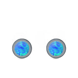 Round Stud Earrings Lab Created Opal 925 Sterling Silver (6mm)