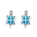 Turtle Stud Earrings Lab Created Opal 925 Sterling Silver (13mm)