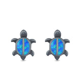 Turtle Stud Earrings Lab Created Opal 925 Sterling Silver (12mm)