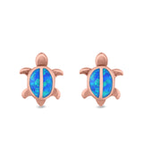 Turtle Stud Earrings Lab Created Opal 925 Sterling Silver (12mm)