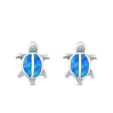 Turtle Stud Earrings Lab Created Opal 925 Sterling Silver (12mm)