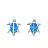 Turtle Stud Earrings Lab Created Opal 925 Sterling Silver (12mm)