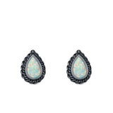 Pear Shape Stud Earrings Lab Created Opal 925 Sterling Silver (6mm)