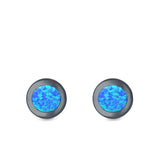 Round Stud Earrings Lab Created Opal 925 Sterling Silver (5.5mm)