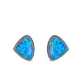 Pear Stud Earrings Lab Created Opal 925 Sterling Silver (7mm)