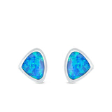 Pear Stud Earrings Lab Created Opal 925 Sterling Silver (7mm)