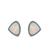 Pear Stud Earrings Lab Created Opal 925 Sterling Silver (7mm)