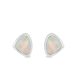 Pear Stud Earrings Lab Created Opal 925 Sterling Silver (7mm)