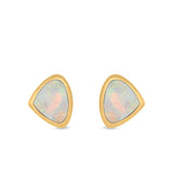 Pear Stud Earrings Lab Created Opal 925 Sterling Silver (7mm)