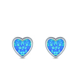 Heart Stud Earrings Lab Created Opal 925 Sterling Silver (11mm)