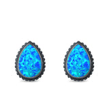 Teardrop Pear Stud Earrings Lab Created Opal 925 Sterling Silver (12mm)