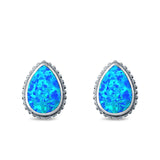 Teardrop Pear Stud Earrings Lab Created Opal 925 Sterling Silver (12mm)