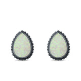 Teardrop Pear Stud Earrings Lab Created Opal 925 Sterling Silver (12mm)