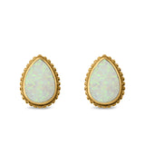 Teardrop Pear Stud Earrings Lab Created Opal 925 Sterling Silver (12mm)