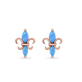 Stud Earrings Created Opal 925 Sterling Silver (12mm)