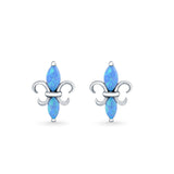 Stud Earrings Created Opal 925 Sterling Silver (12mm)