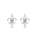 Stud Earrings Created Opal 925 Sterling Silver (12mm)