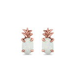 Pineapple Stud Earrings Lab Created Opal 925 Sterling Silver (15mm)