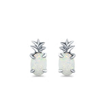 Pineapple Stud Earrings Lab Created Opal 925 Sterling Silver (15mm)