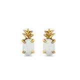 Pineapple Stud Earrings Lab Created Opal 925 Sterling Silver (15mm)
