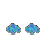 Cloud Stud Earrings Lab Created Opal 925 Sterling Silver (7mm)