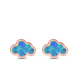 Cloud Stud Earrings Lab Created Opal 925 Sterling Silver (7mm)