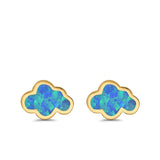 Cloud Stud Earrings Lab Created Opal 925 Sterling Silver (7mm)