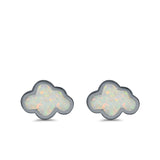 Cloud Stud Earrings Lab Created Opal 925 Sterling Silver (7mm)