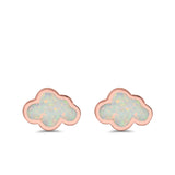 Cloud Stud Earrings Lab Created Opal 925 Sterling Silver (7mm)