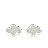 Cloud Stud Earrings Lab Created Opal 925 Sterling Silver (7mm)