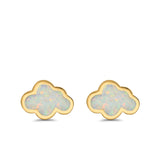 Cloud Stud Earrings Lab Created Opal 925 Sterling Silver (7mm)