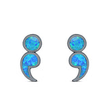 Semicolon Stud Earrings Lab Created Opal 925 Sterling Silver (11mm)