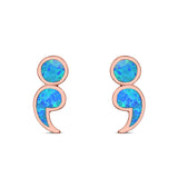 Semicolon Stud Earrings Lab Created Opal 925 Sterling Silver (11mm)