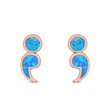 Semicolon Stud Earrings Lab Created Opal 925 Sterling Silver (11mm)