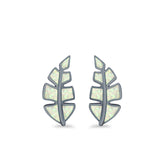 Leaf Stud Earrings Lab Created Opal 925 Sterling Silver (14mm)