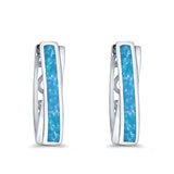 Twist Filigree Hoop Earrings Lab Created Opal 925 Sterling Silver