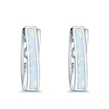 Twist Filigree Hoop Earrings Lab Created Opal 925 Sterling Silver