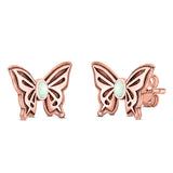 Butterfly Stud Earring Lab Created Opal Solid 925 Sterling Silver (7mm)