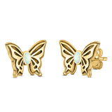 Butterfly Stud Earring Lab Created Opal Solid 925 Sterling Silver (7mm)