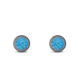 Stud Earrings Lab Created Opal 925 Sterling Silver (6.5mm)