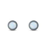 Stud Earrings Lab Created Opal 925 Sterling Silver (6.5mm)