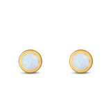 Stud Earrings Lab Created Opal 925 Sterling Silver (6.5mm)