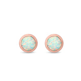 Round Half Ball Stud Earrings Created Opal 925 Sterling Silver (6mm)