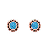 Round Bali Stud Earrings Lab Created Opal 925 Sterling Silver (5mm-10mm)