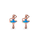 Ballet Dancer Stud Earrings Lab Created Opal 925 Sterling Silver (11mm)
