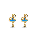 Ballet Dancer Stud Earrings Lab Created Opal 925 Sterling Silver (11mm)