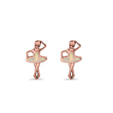 Ballet Dancer Stud Earrings Lab Created Opal 925 Sterling Silver (11mm)