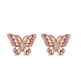 Butterfly Stud Earrings Lab Created Opal 925 Sterling Silver (10mm)